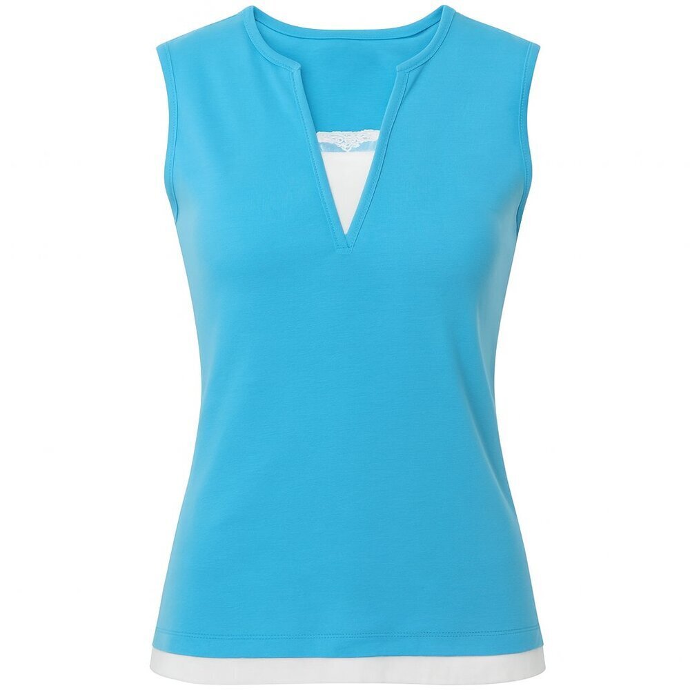 Croft & Barrow Blue Tank Top Lace Detail Women’s Small